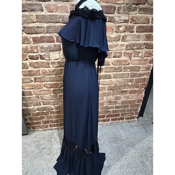Alice + Olivia Women's Navy Blue Black Lace Sz 8 Maxi Cottagecore prairie NTW - Picture 4 of 10